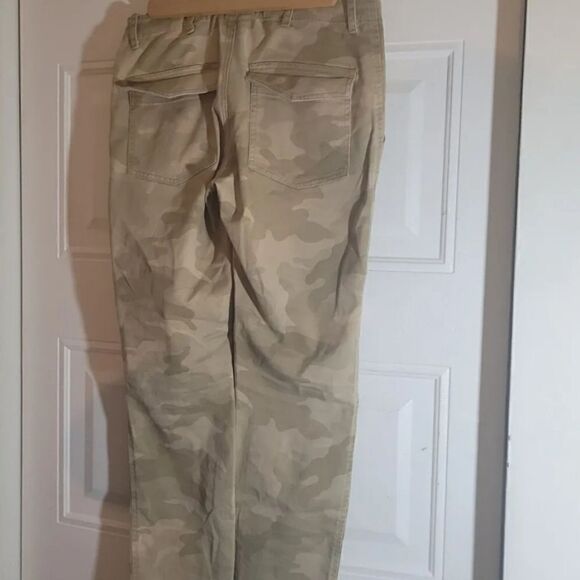 NILI Lotan Jenna Pants Sz2 Brown Camo Trousers Cotton khaki Stretch NWOT Raw Hem - Picture 9 of 9